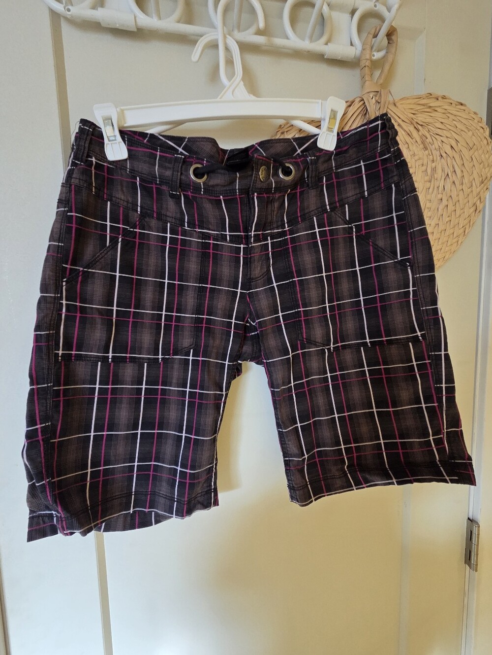 Plaid Women’s Shorts with Pink Accent